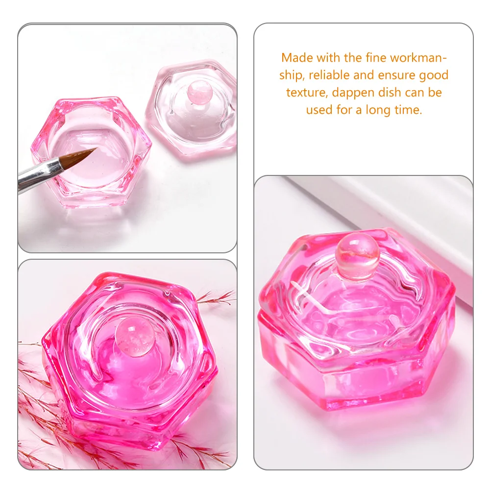 2 個ピンククリスタルモノマーディッシュガラスダッペンカップアクリル液体保管用ネイルサロンツールネイルアクリル用品