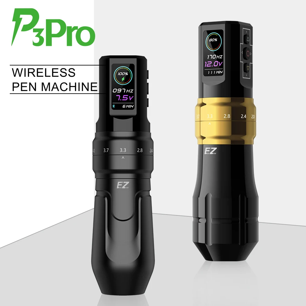 

EZ P3 Pro Wireless Battery Tattoo Machine Pen Adjustable Stroke Length Rotary Tattoo Pen OLED Digital Display Portable Power