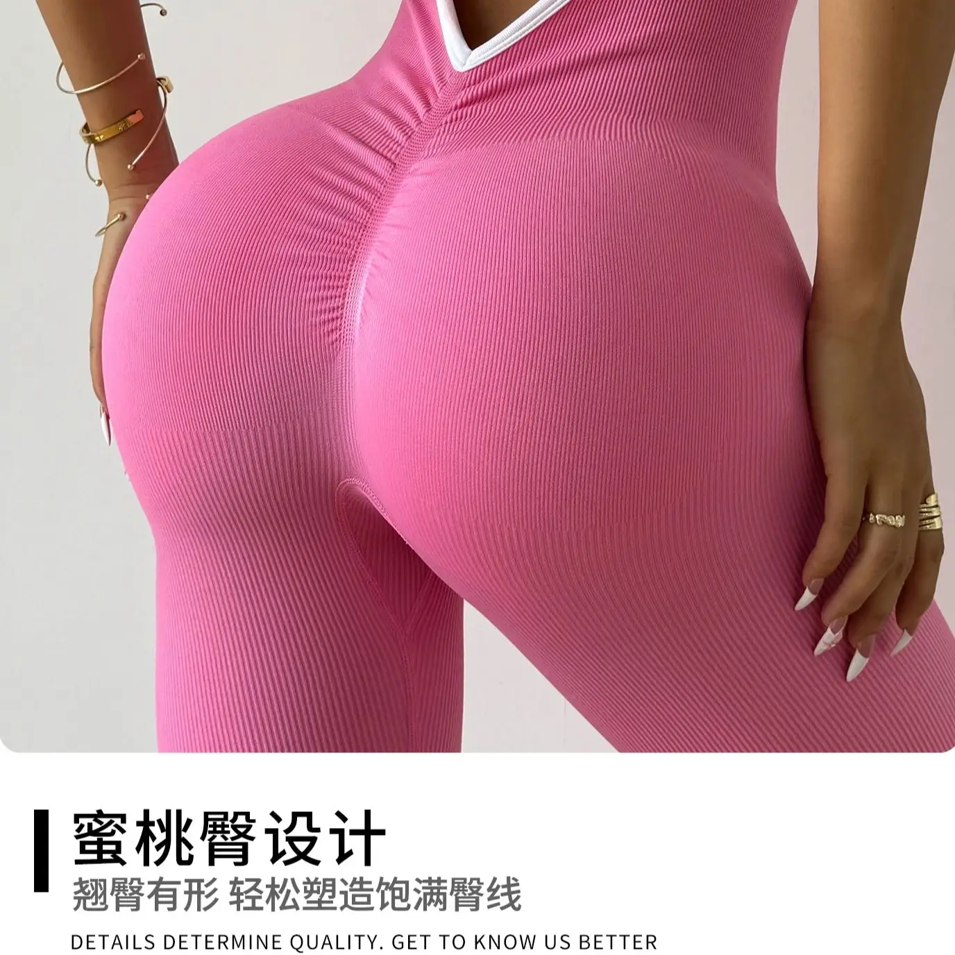 ZHEJIN-mono acanalado con espalda descubierta y costuras para mujer, pelele de Yoga entrecruzado, mono de entrenamiento para levantamiento de glúteos, ropa deportiva para gimnasio