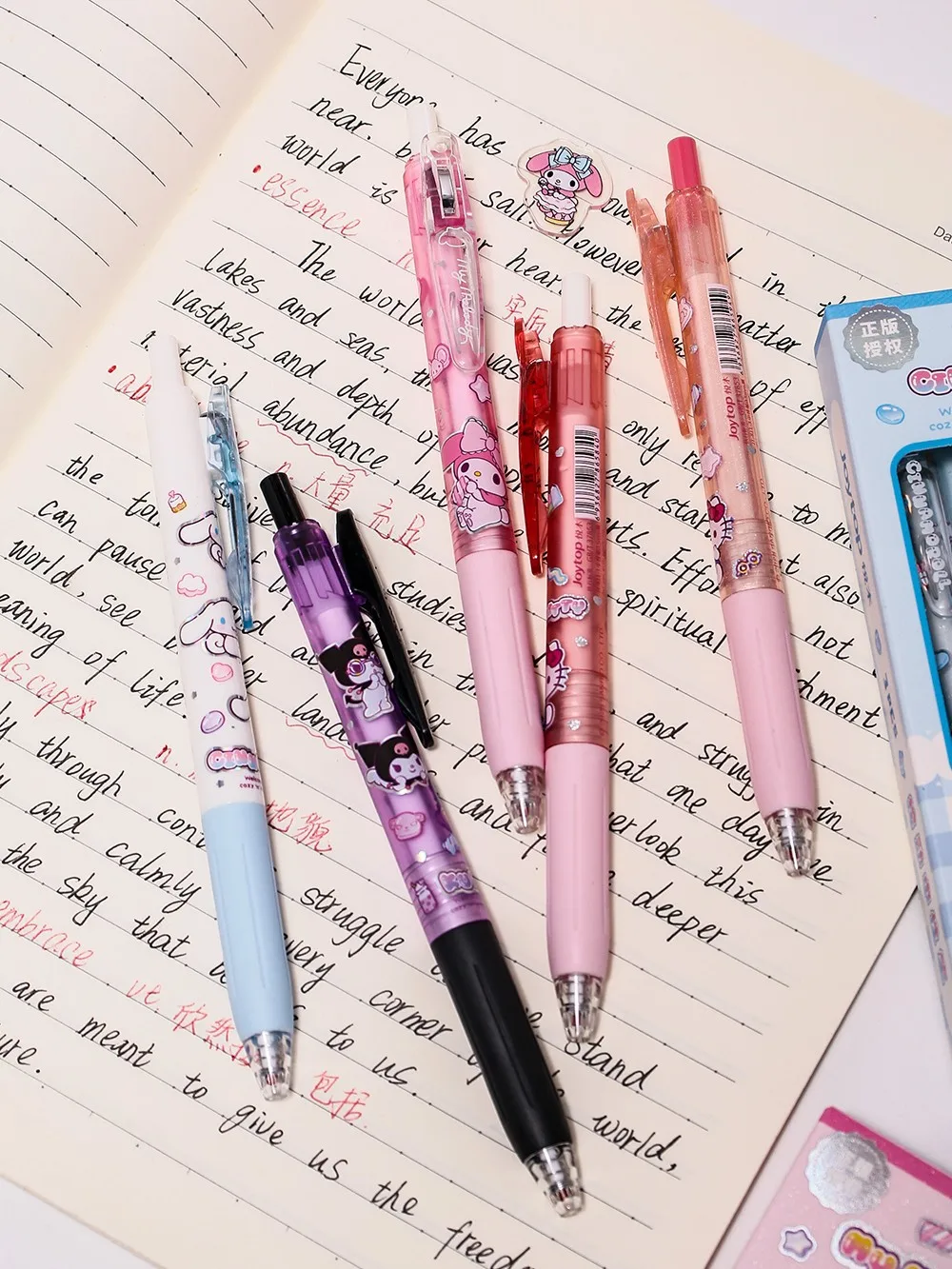 (3 Stück/Set) Kawaii Sanrio Gelstifte Niedliche Hello Kitty Cinnamoroll Kuromi Schwarze Stifte Schulbedarf Schreibwaren Geschenke – Detail 3