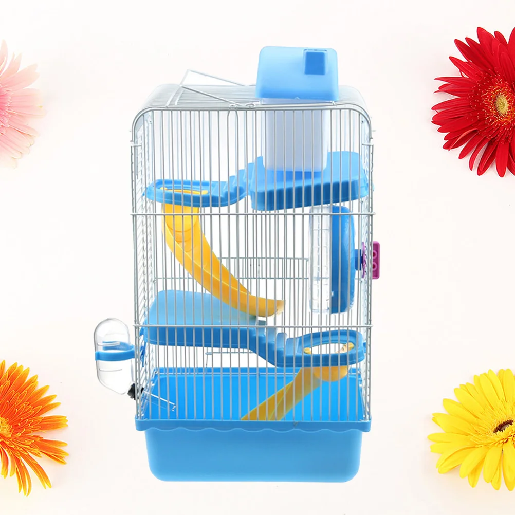 

Luxury Three Layer Hamster Cage Portable Small Pets House Chinchilla Hamster House (Light Blue)