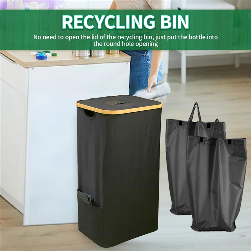 

AT19-110L Recycling Bin For Kitchen Indoor Home Indoor Recycle Bins With Lid For Bottles Cans Glass Plastice Cartons