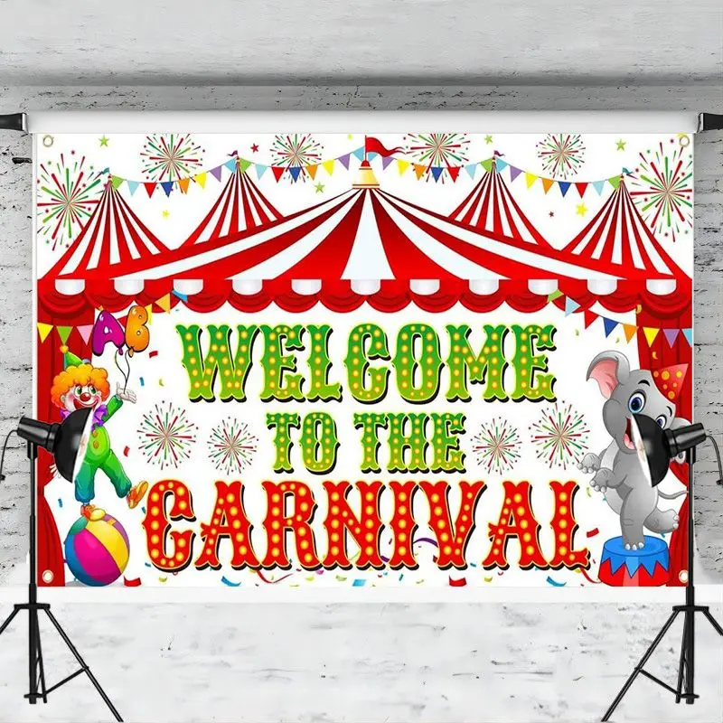 Welcome to The Carnival Backdrop Banner Carnival Circus Background for Photography Party Decoration Photo Booth Studio Props