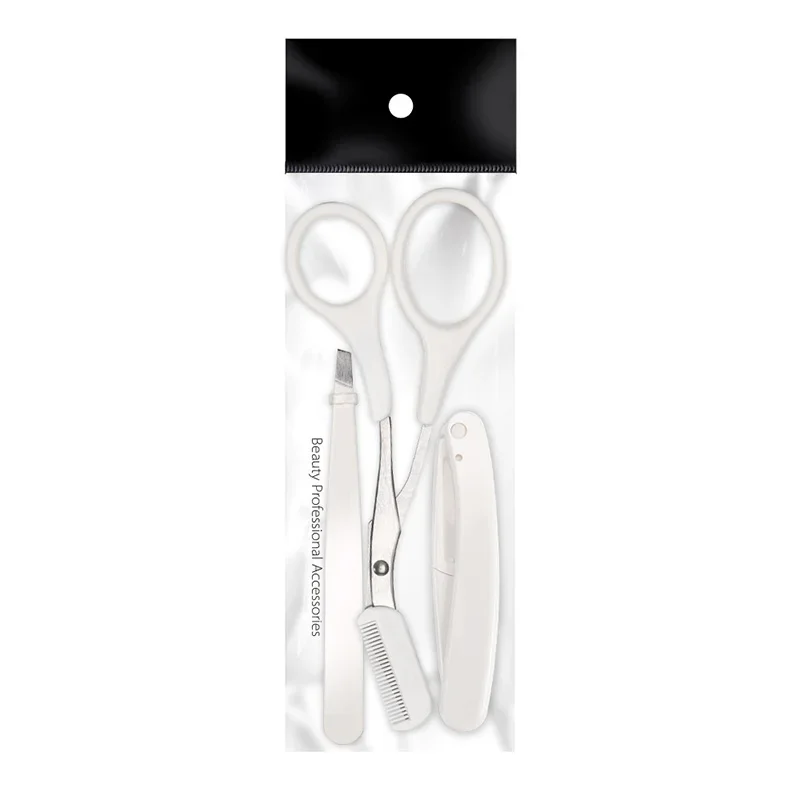 3pcs Foldable Stainless Steel Eyebrow Trimmer Kit Eyebrow Scissors Comb Eye Brow Shaper Face Razor Hair Remover Makeup Tools