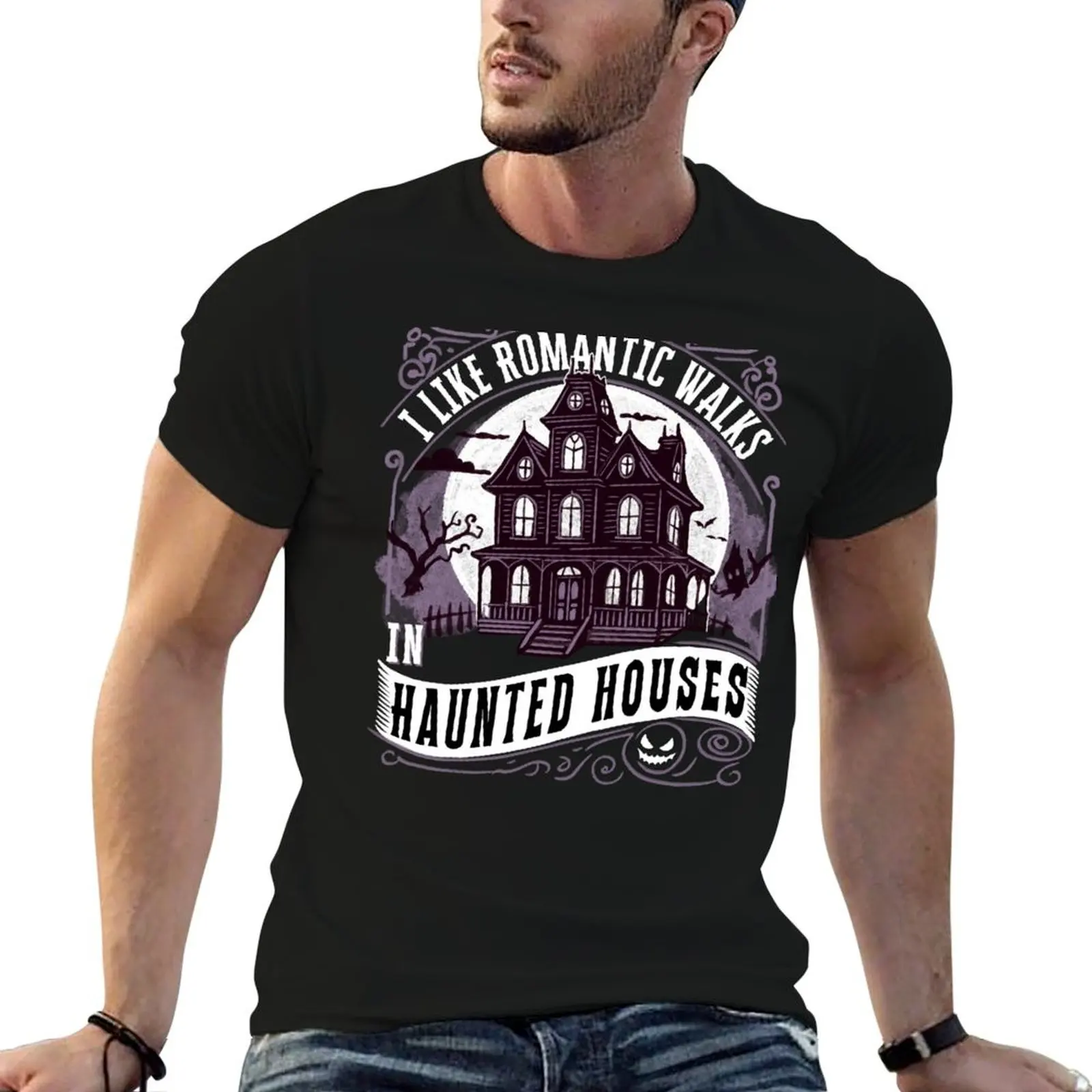 Romantic Walks in Haunted Houses T-Shirt man t shirts for men t shirt personalised t shirt man plain T-shirt