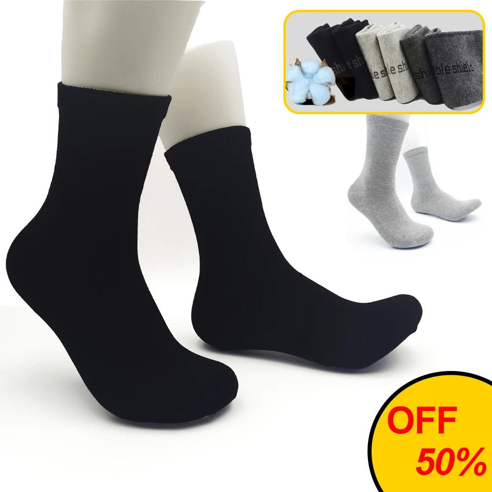 

High Quality Men‘s Socks Cotton Casual Business Middle Black Breathable Male Crew Socks 1 Pairs Size35-45