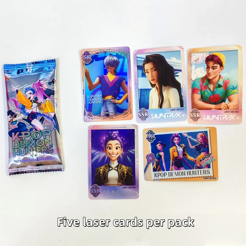 Nuove carte da collezione KPop Demon Hunters da 150 pezzi, set di carte collezionabili avanzate Laser HUNTR/X, carte flash premium per i fan degli anime
