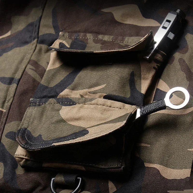 Camouflage-Softshell-Set für Herren, mehrere Taschen, winddicht, Jagduniform im Freien, zweiteiliges Set mit Wander- und Trainingskampfausrüstung