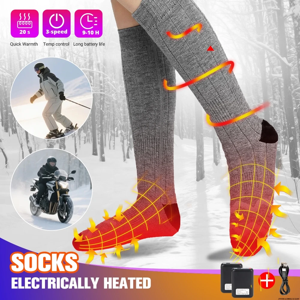 

Winter Heated Sock Usb Rechargeable Battery Stocks Electric Heating Sock Snowmobile Heated Ski For Women Men Thermal Warmer Foot