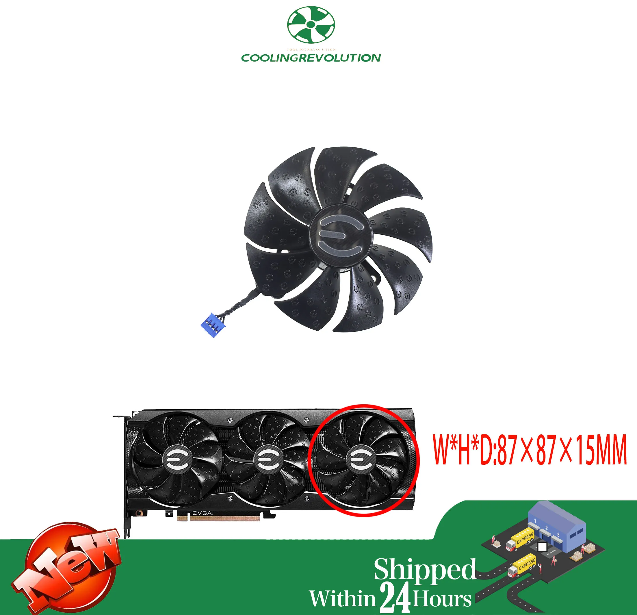 Wentylator karty graficznej 87mm T129215SU PLA09215S12H 12V 0.55A 4Pin do EVGA RTX 3070 3080 3090 XC3 BLACK GAMING — zdjęcie produktu 5