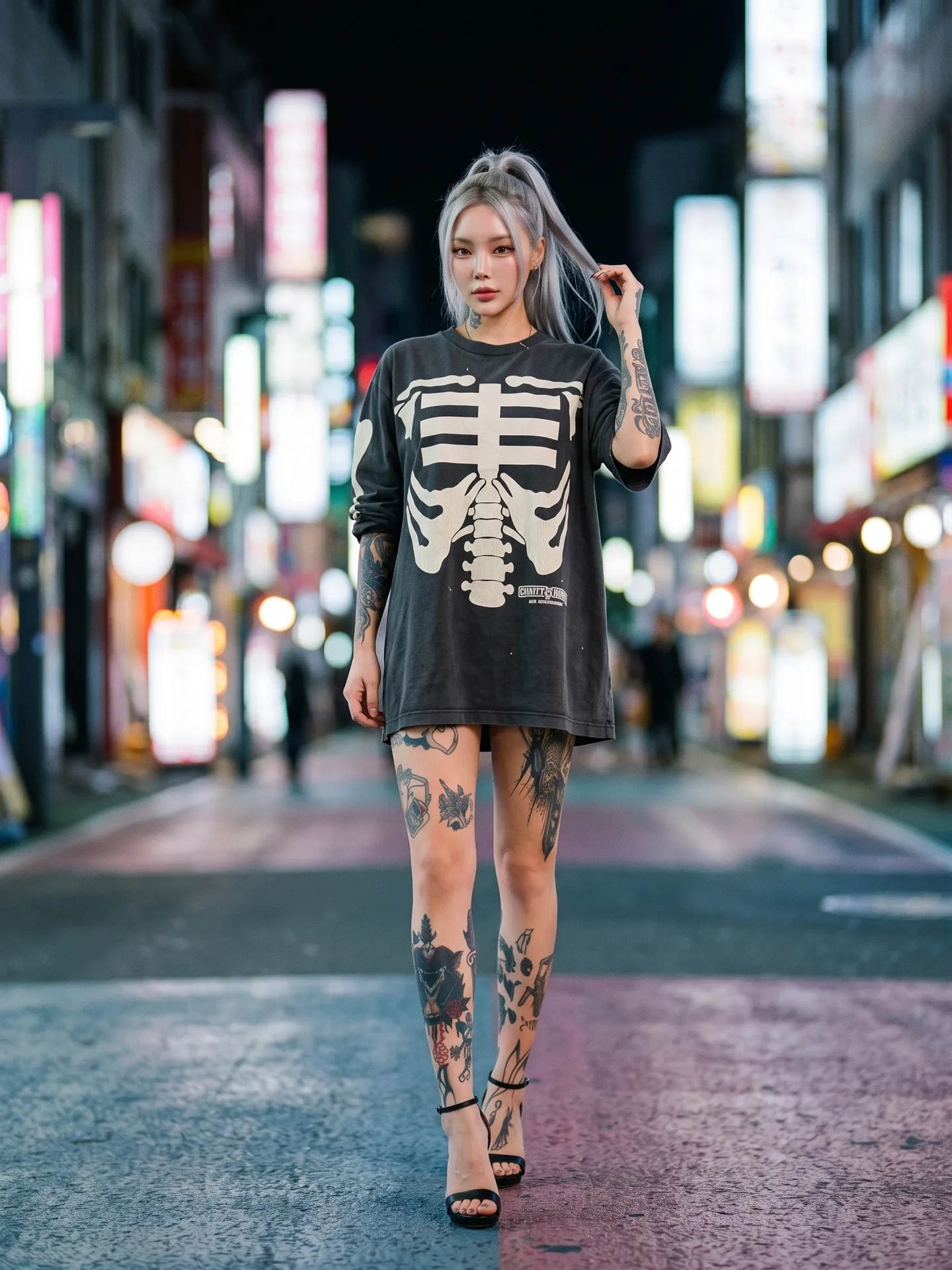 Yao Fashion Mx6 SS26 Vintage Cotton Outdoor Hip Hop Casual Tee Luminous Skull Pattern Tops Hip Hop