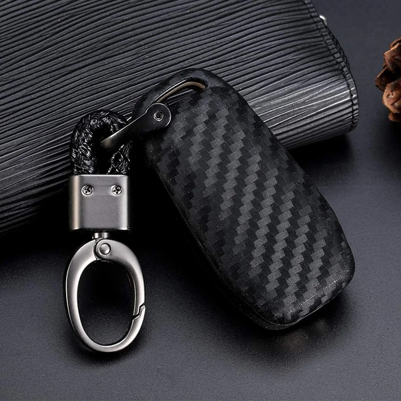 Car Key Fob Case Cover Carbon Fiber Flip For Ford F150 F250 2015 2016 2017 2018 2019 Smart Remote Key Shell