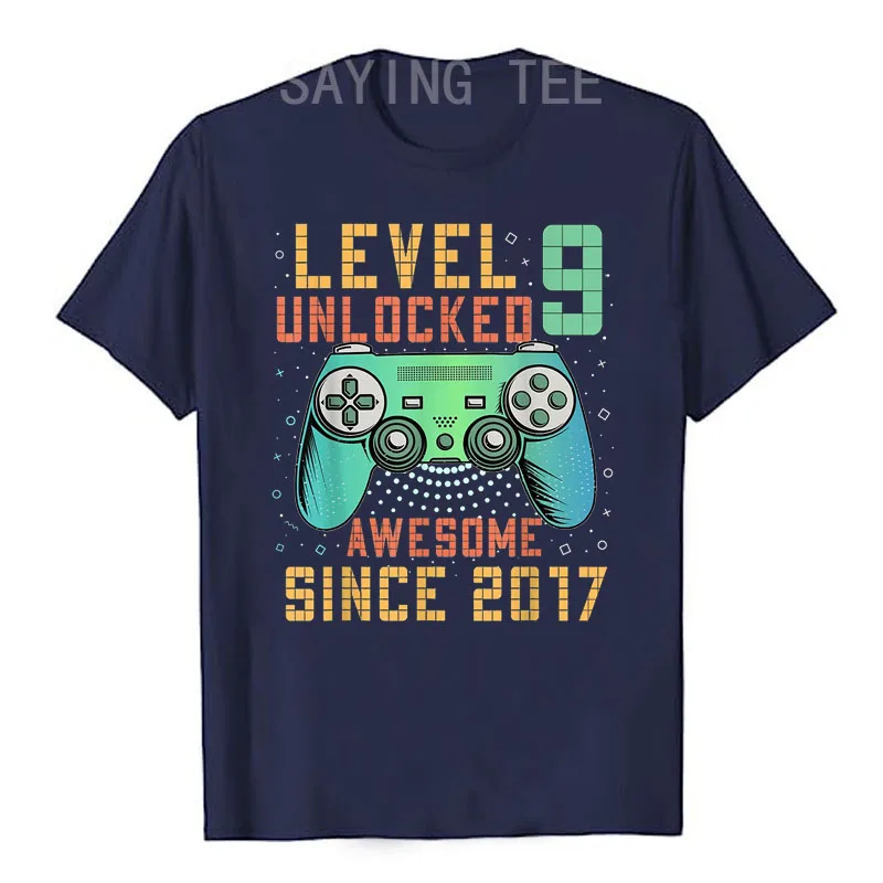 Level 9 Freigeschaltet – Fantastisch seit 2017 Gaming-T-Shirt – Geschenk zum 9. Geburtstag für 9-jährige Jungen – Gamer-T-Shirt – Coole Geschenke für Söhne zum Geburtstag – Detail 6