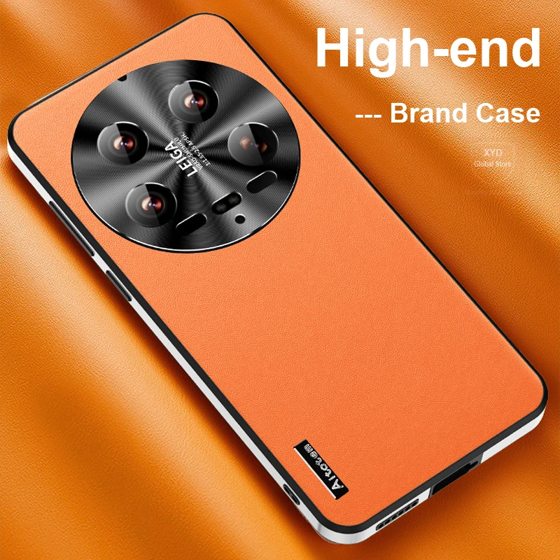 

High end For Xiaomi 14 Ultra Case Matte Leather Brand Phone Case For Xiaomi 14 Ultra Mi14 Mi 14Ultra Cover Airbag Shell Skin Bag