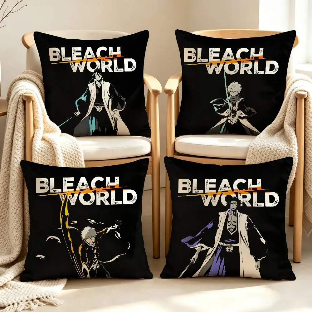 So Cool Anime B-BLEACH Characters Customizable Square Pillow case Double Sided Print Sofa Bedroom Decor Cushion Cover