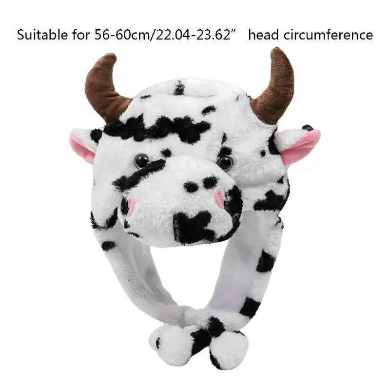 652F هالوين البقرة قبعة الكرتون أفخم القبعات فستان لطيف سوبر لينة يندبروف الوالدين والطفل الأداء الدعائم #6