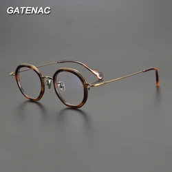 Vintage Acetate Titanium Glasses Frame Men Retro Quality Designer Handmade Eyeglasses Frame Women 2024 New Luxury Brand Eyewear