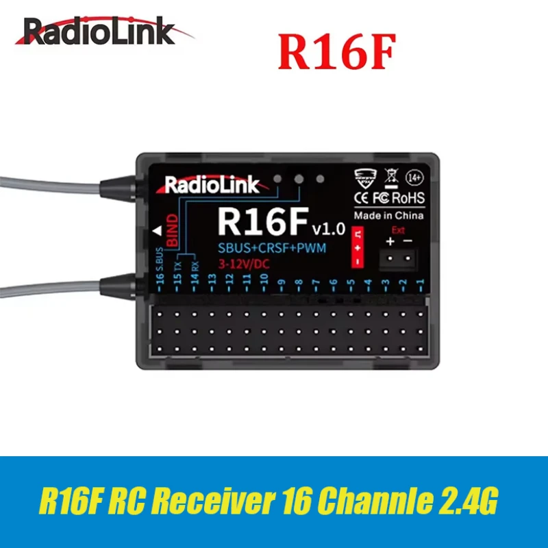 

Радиоуправляемый приемник Radiolink R16F, 16 каналов, гироскоп 2,4 г, Телеметрия передачи напряжения автомобиля, 600 м, радиус действия RX для радиоуправляемого автомобиля, лодки, самолета