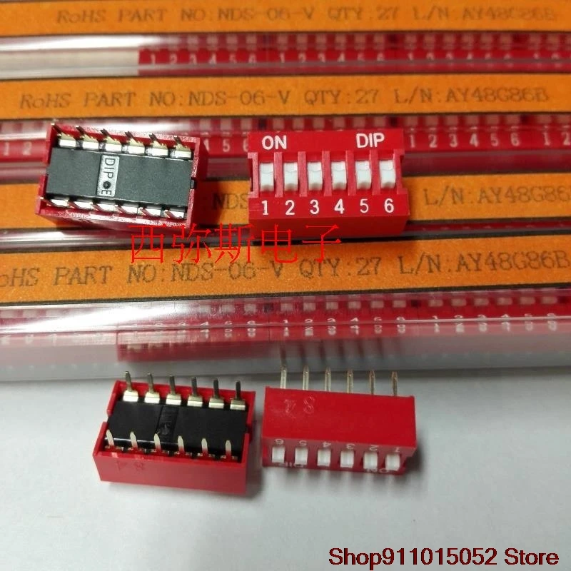 10 шт. оригинальная тайваньская программа DIP-переключателя NDS - 06-2,54 В, шесть прямых вставленных наборов, расстояние кодового переключателя между клавишами
