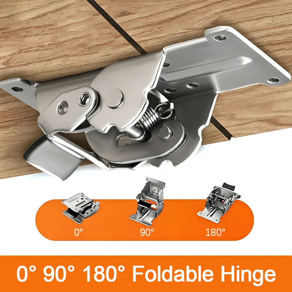 Stainless Steel Self-Locking Folding Hinge Bracket  0°/90°/180° Foldable Connector for Coffee Tables Beds Desks Chairs and Stool