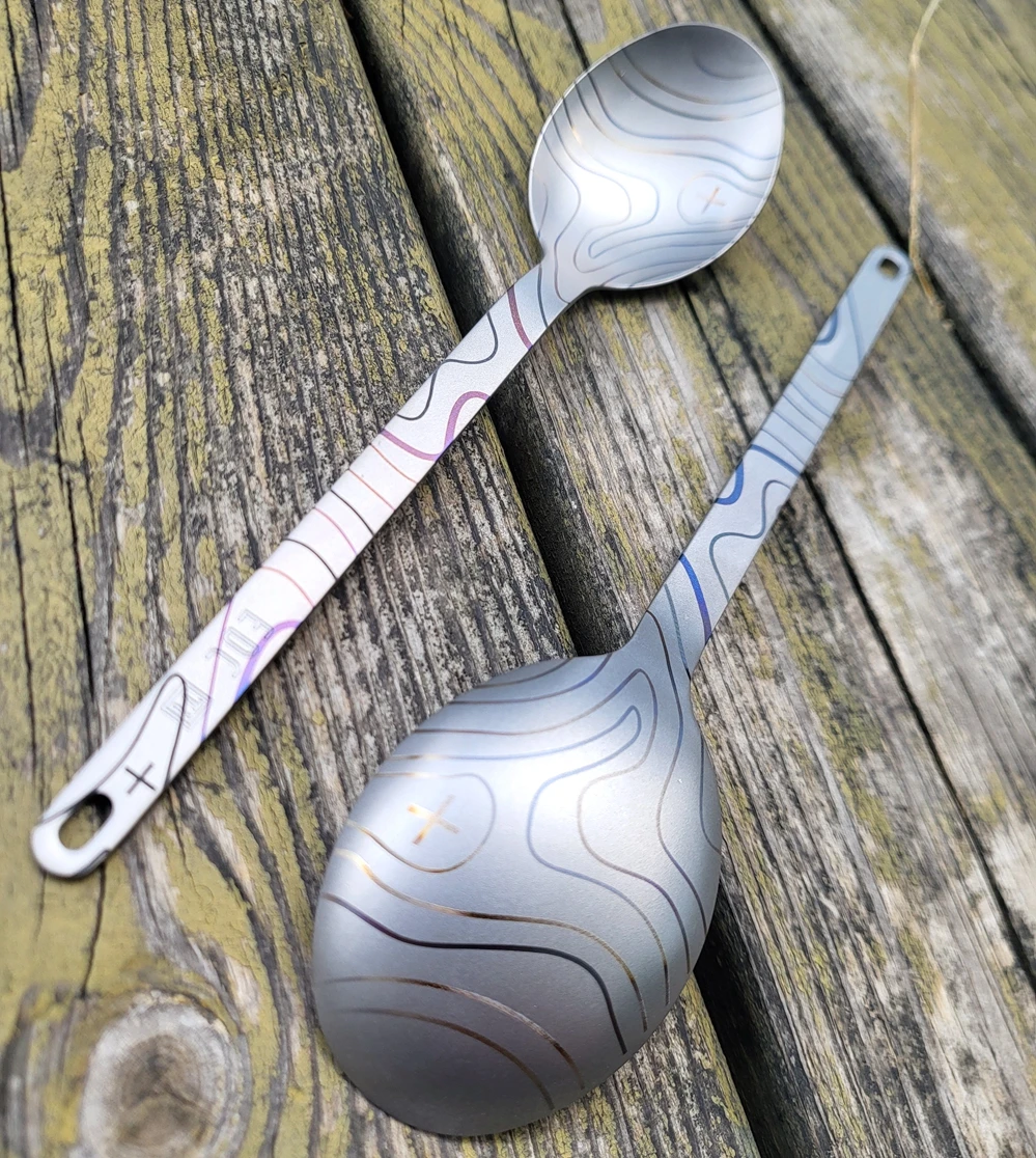 1 Piece  colorful titanium pattern pure titanium soup spoon fork outdoor camping  picnic tableware