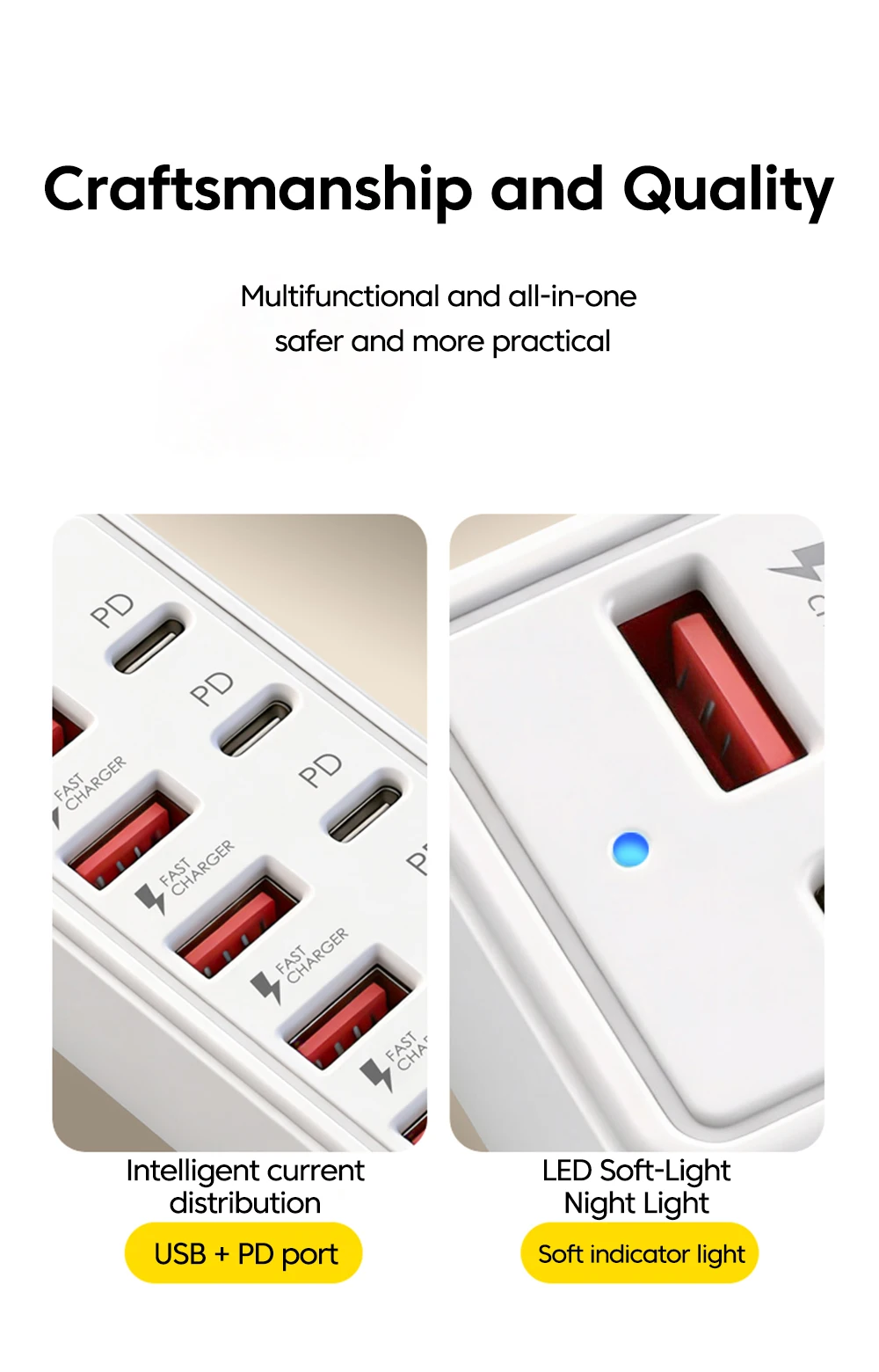 Elough 6 USB 6 PD HUB 2.0 Multi-Splitter Typ C USB 2.0 Erweiterungsadapter für PC Computer 1,2M Verlängerungskabel – Detail 9