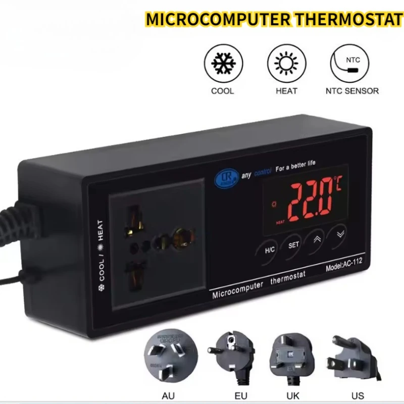 

AC-112 Digital Waterproof Temperature Controller Microcomputer Thermostat for Aquarium Reptile Garden Plants NTC Sensor