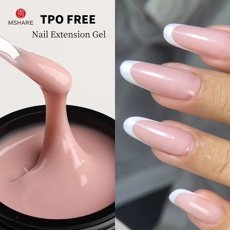 MSHARE 50ml Baby Pink Builder Nails Gel Hema Tpo Free Gel Nail Construction Self Leveling Gel for Nail Extension UV Led