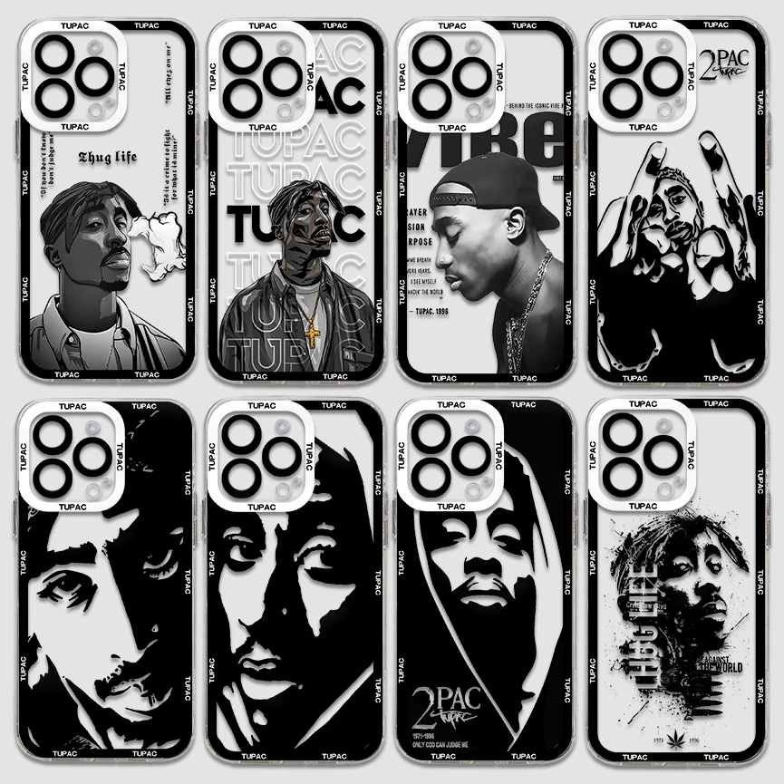 Fashion Tupac Shakur Rapper New 2Pac Phone Case For iPhone 15 14 13 12 11 Mini Pro Max X XR XSMax 6S 6 7 8 Plus SE20 Clear Cover