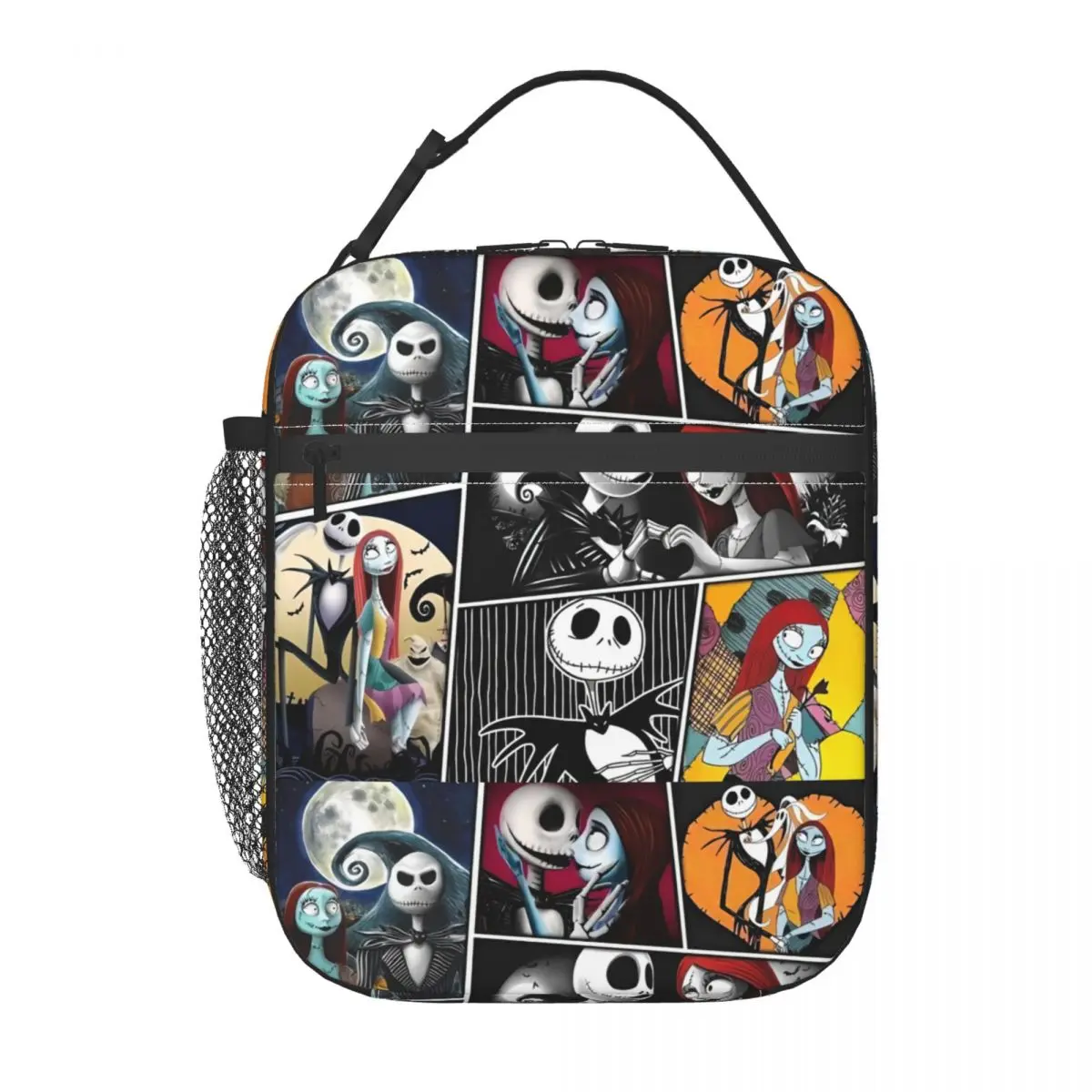 Niestandardowe Halloween Jack Skellington kolaż torba na Lunch mężczyźni kobiety ciepłe izolowane pudełko na drugie śniadanie dla dzieci szkoła