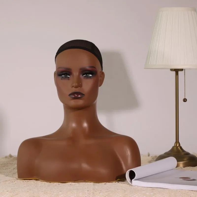 

Black Female Mannequin Head with Shoulders for Wigs Sunglasses Display Realistic African American Model