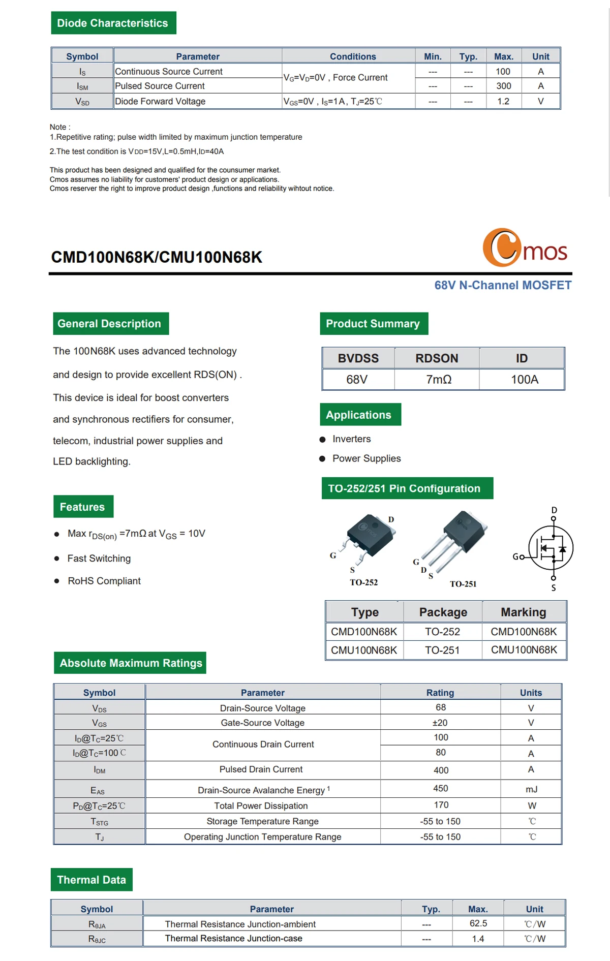 Original CMOS MOSFET CMD1402, CMD3080M, CMD3090L N-Kanal TO-252 – Detail 25