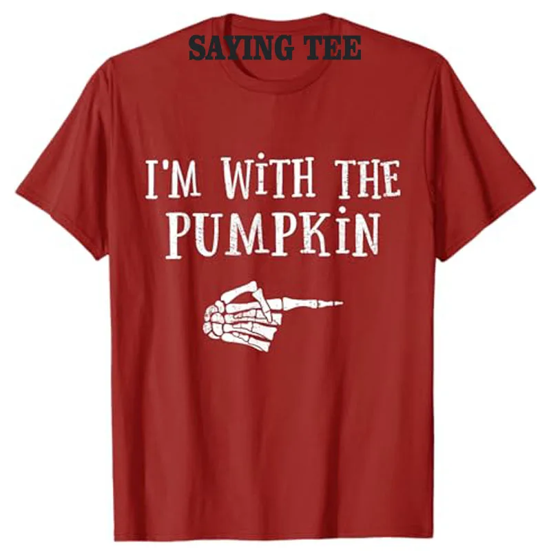 I'm with Pumpkin Matching Partner Couple Costume Halloween T-Shirt Gift Scary Halloween Party with A DIY Lazy Outfit Saying Tee