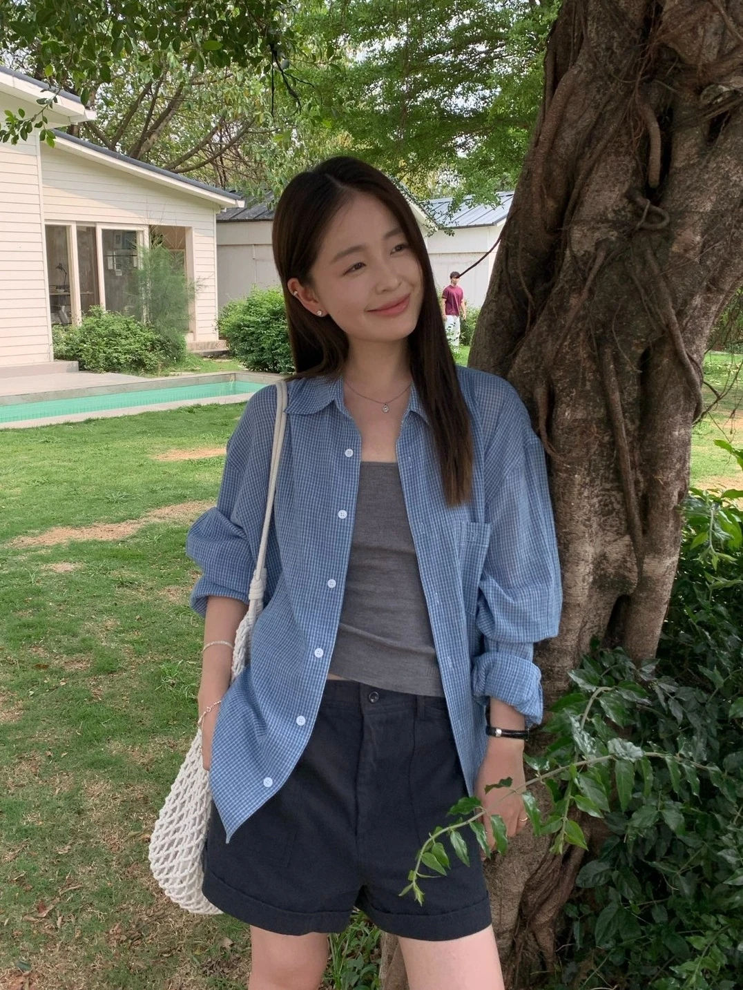 

Женская свободная рубашка в клетку Lilianmilu с длинными рукавами, тонкая, удобная, летняя, повседневная, для работы, с защитой от УФ-излучения