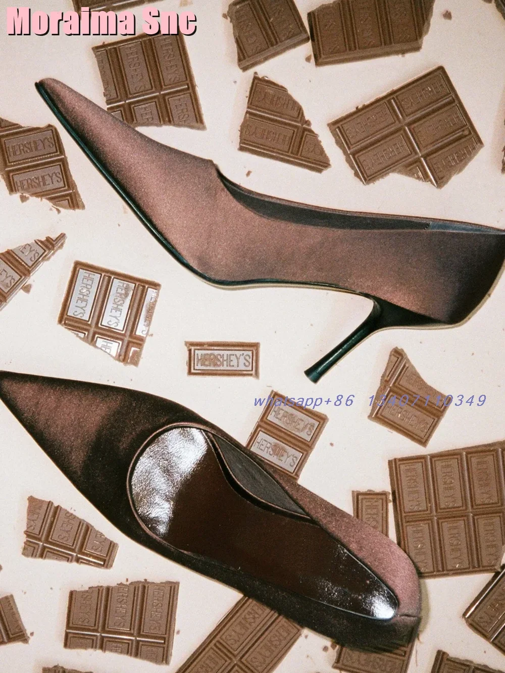 

Satin Pointed Toe Shallow Pumps Sexy Elegant Stiletto High Heels Slip On Brown Solid Fashion 2025 Women Dress Shoes Office Lady