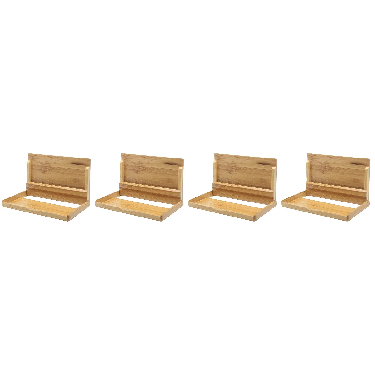 4 PCS Mens Wallets Business Card Storage Box Wooden Holder Stands for Display Bamboo Case Desk Holders Name Cards Man