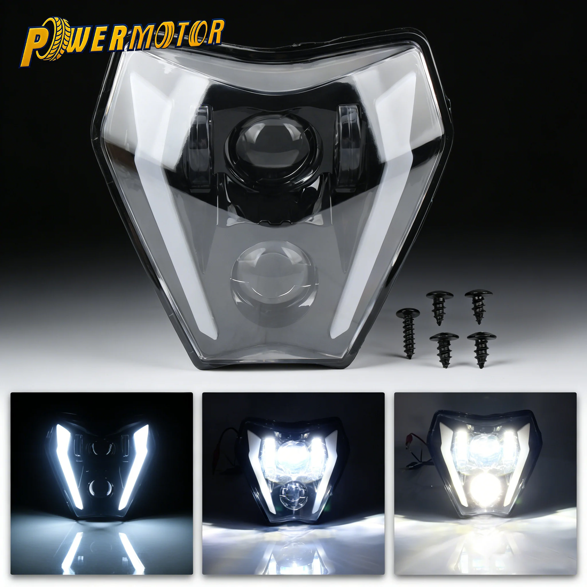 

For KTM 2024 Motorcycle Supermoto LED Headlight Hi/Lo Beam DRL Headlamp EXC SXF XCW MX Motocross Dirt Bike Head Light Modified