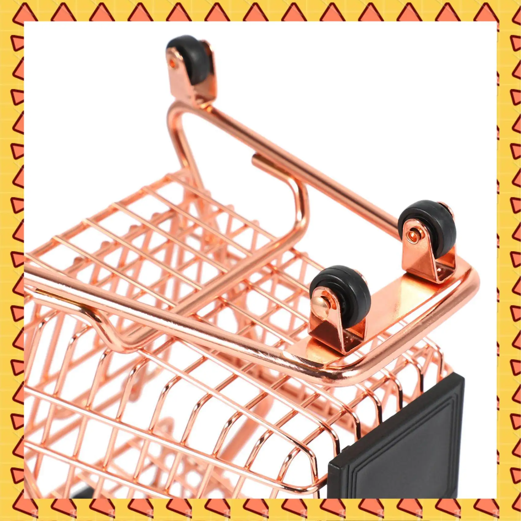 

A008 2X мини двухслойная тележка для покупок, модель из кованого железа, тележка для супермаркета, металлическая корзина для хранения из розового золота, розовое золото