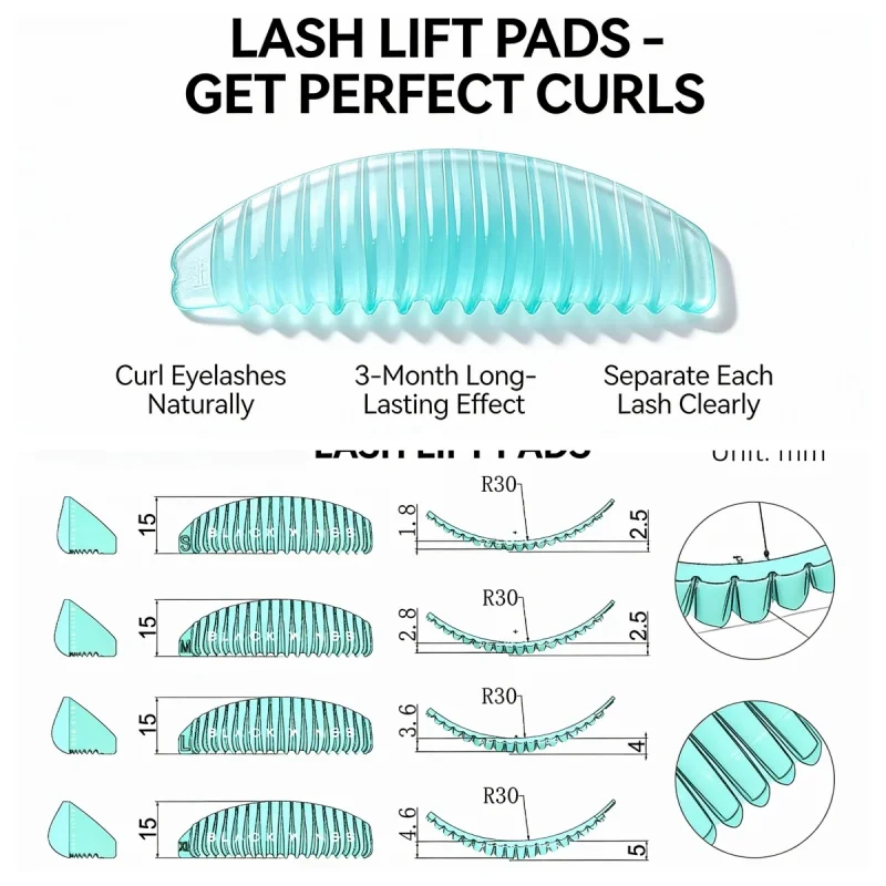 4pirsBlackwings protetor de cílios de silicone, escudo de bastão de cílios, acessório modelador de cílios 3D, silicone de ondulação de cílios de queratina