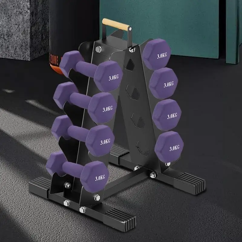 Weight Rack A-Shaped Home Gym Storage Solution Weight Tree Rack Dumbbell Storage Rack Sturdy Carbon Steel Construction Anti-Slip