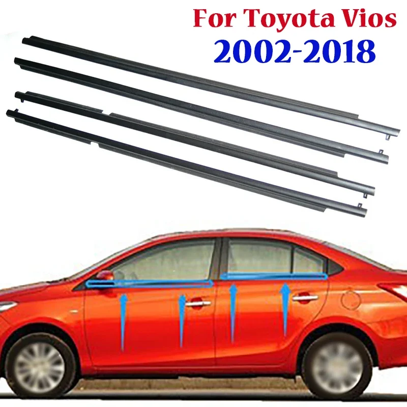 

4PCS Car Window Glass Sealed Strip Side Window Wheatherstrip for Toyota Vios 2002-2018