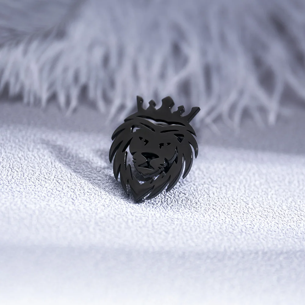 Punk Crown Lion spille in acciaio inossidabile Mens Animal Badge Pins accessori per feste Fashion Groom gioielli da sposa Best Man Gifts