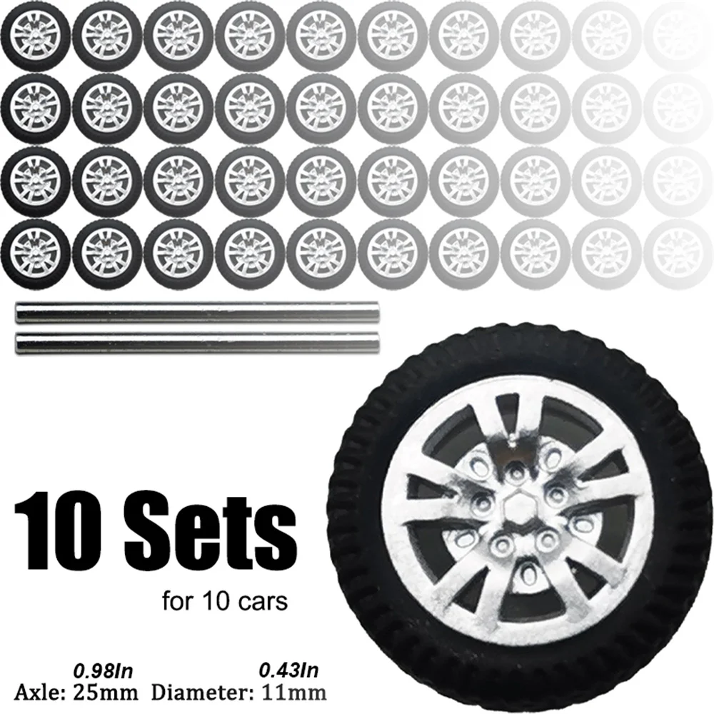 1/64 scale static model car modified wheels, sold by package, 10 sets per package, a set of four wheels and two axes