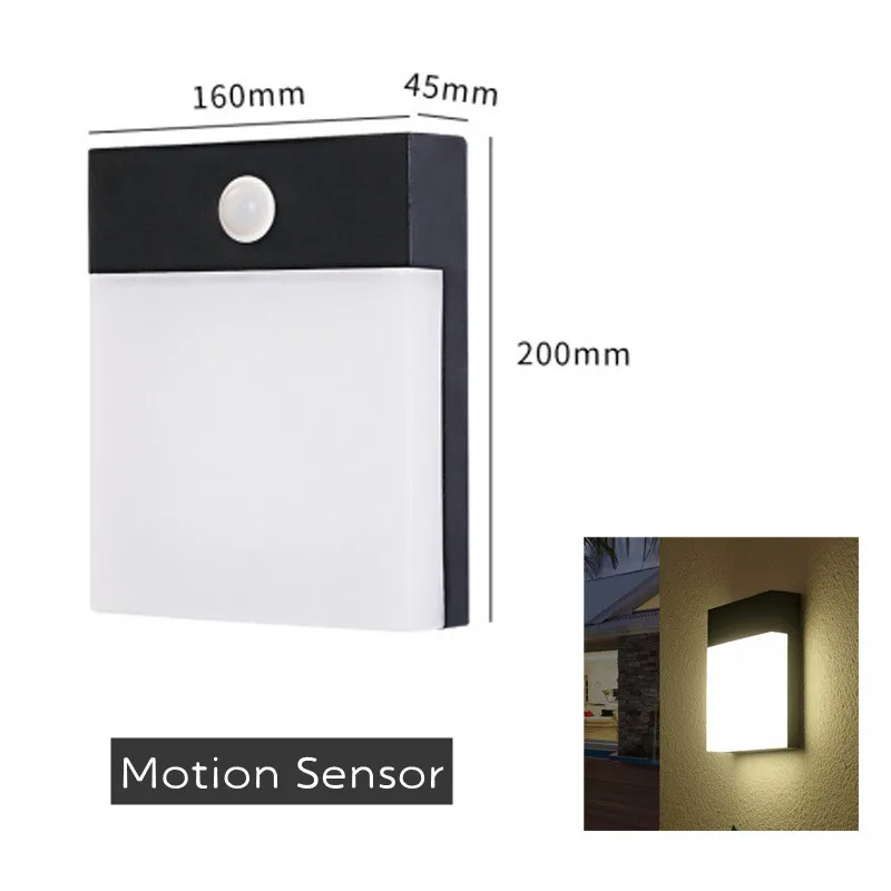 18W Moderne IP65 Wasserdichte LED Outdoor Wand Lampen Radar Motion Sensor Wand Lichter für Garten Gang Balkon Hof Leuchte