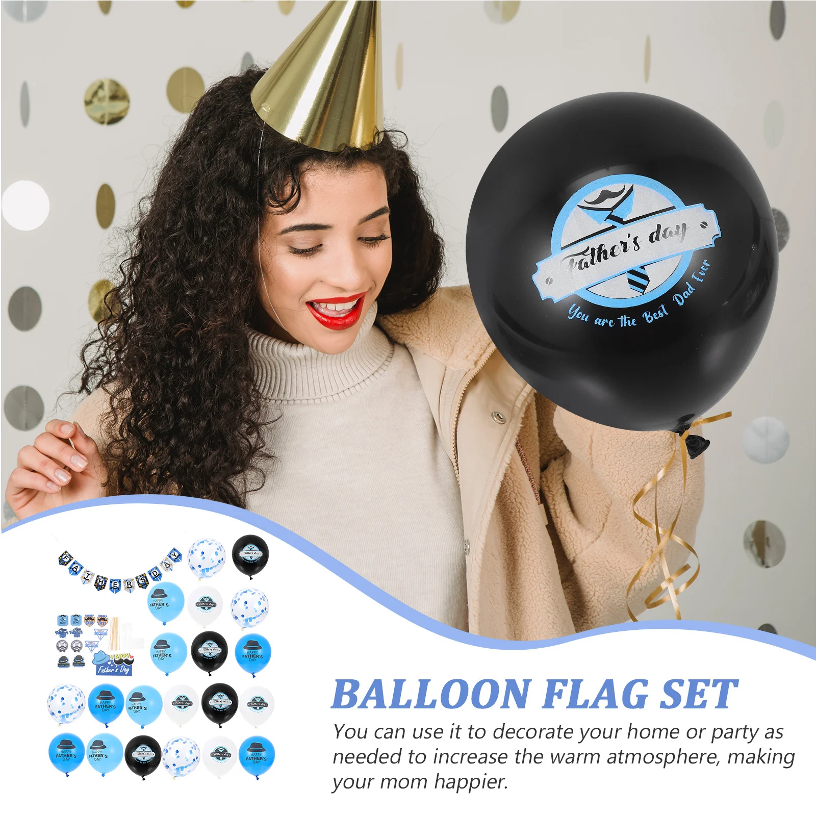 

1 set 1 Set Balloon Bunting Kit For Father'S Day Party Decor Hanging Banner Colored Paper Flags Cake Backdrop Scene Decoration