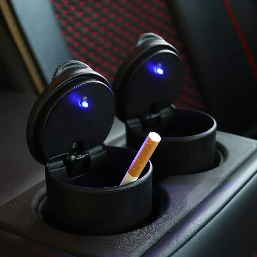 Portable Car Ashtray with Indicator LED Light Garbage Coin Storage Cup Container Cigar Ashtray Auto Interior Accessories