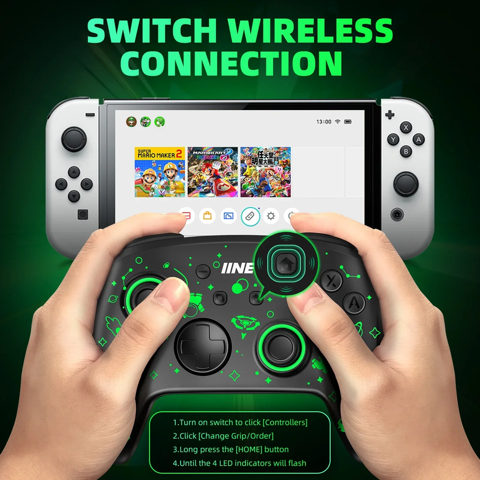 B-M IINE L823 For Switch for Switch OLED PC Steam Wireless Controller Wake Up Support NFC Amiibo Compatible