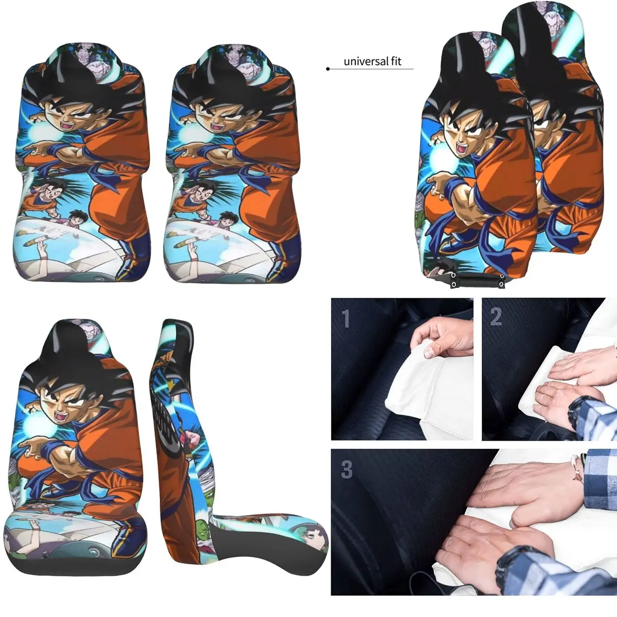 DragonBallZ Car Accessory Bucket Seat Covers for Vehicles Universal Fit Seat Covers for Car Suv Truck view 6