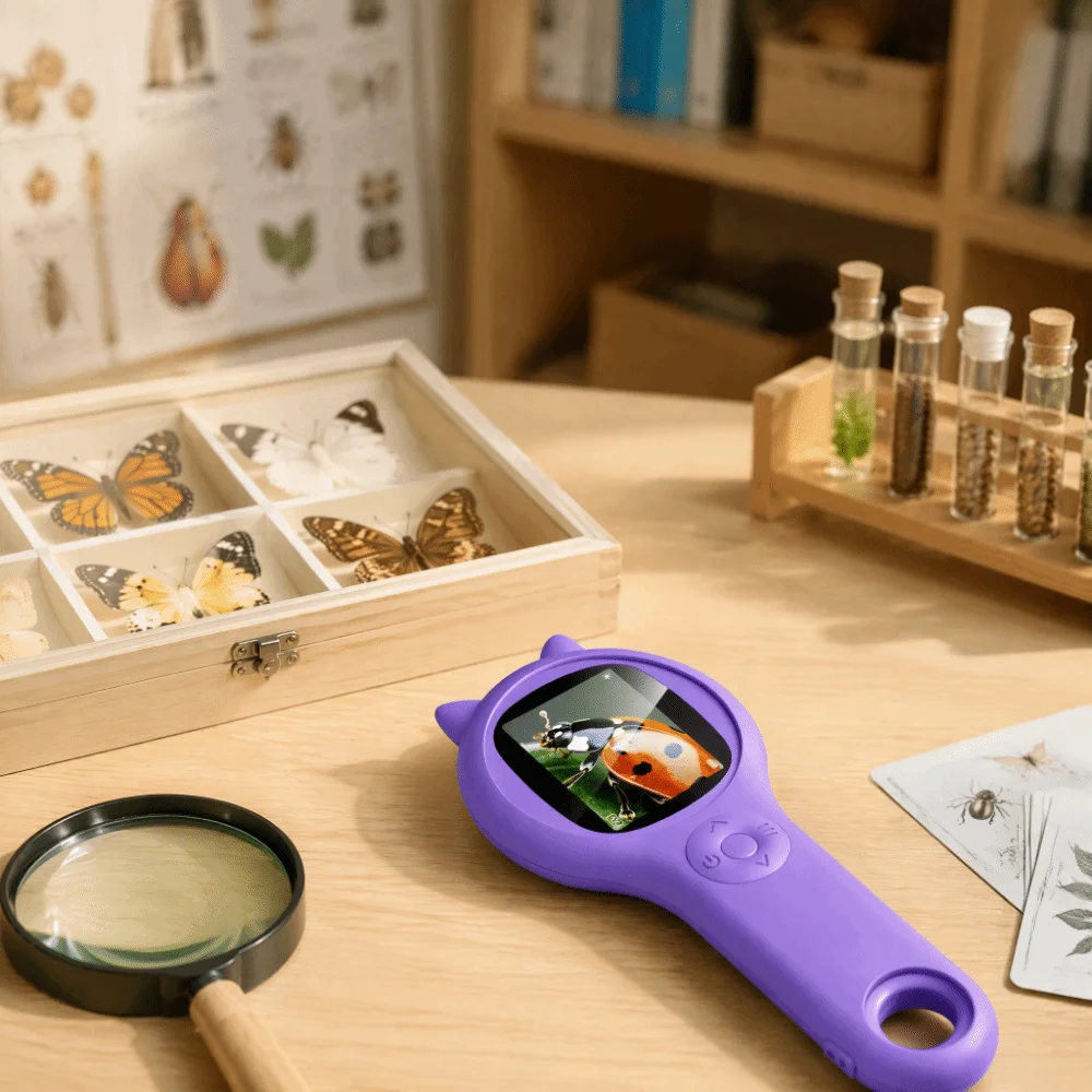2 Inch IPS Screen Children's Digital Microscope Portable Handheld Handheld Digital Microscope 2 Million Pixels 8 LED Light