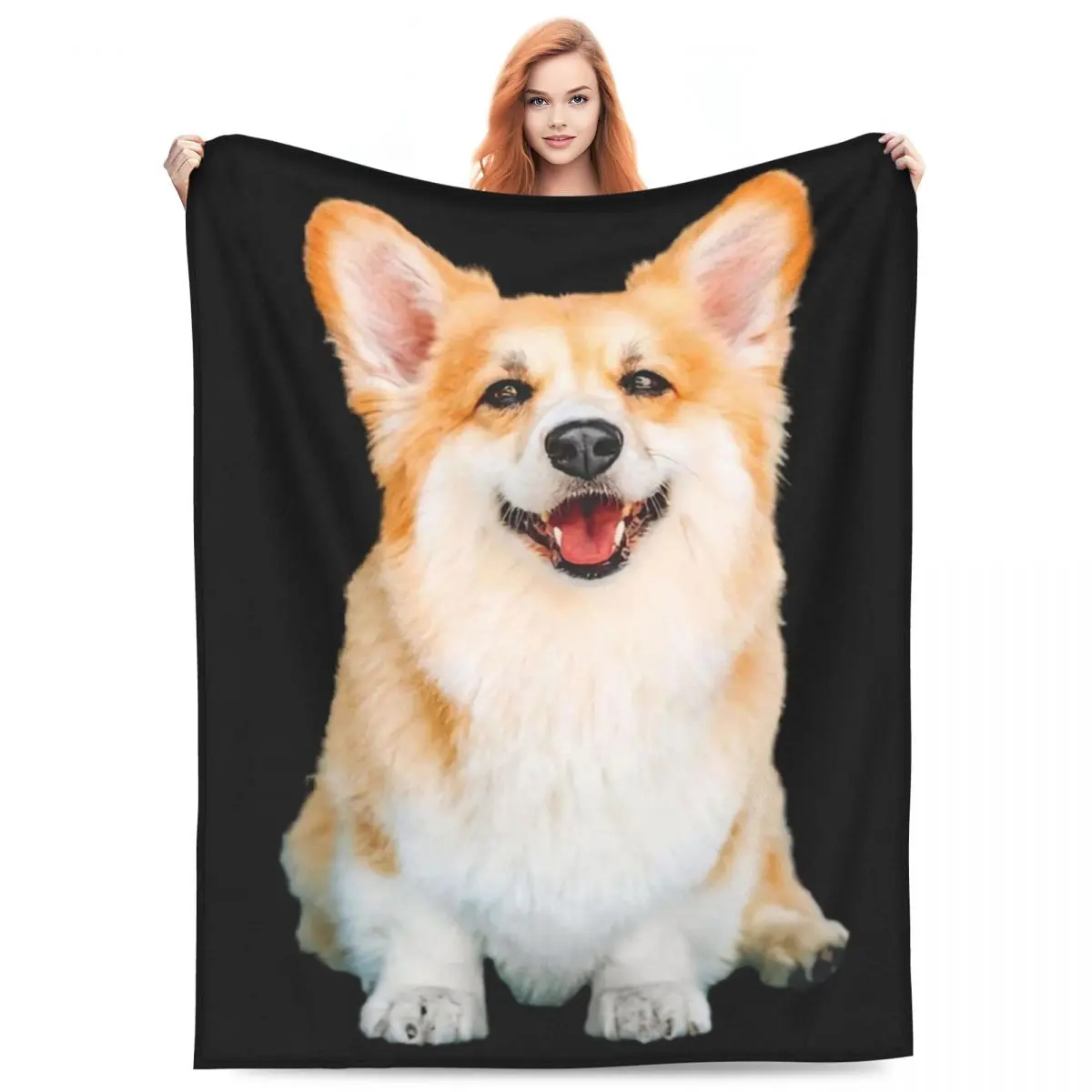 

Warm Soft Blanket Travel Office Corgi Throw Blanket Kawaii Animal Flannel Bedspread Living Room Funny Sofa Bed Cover